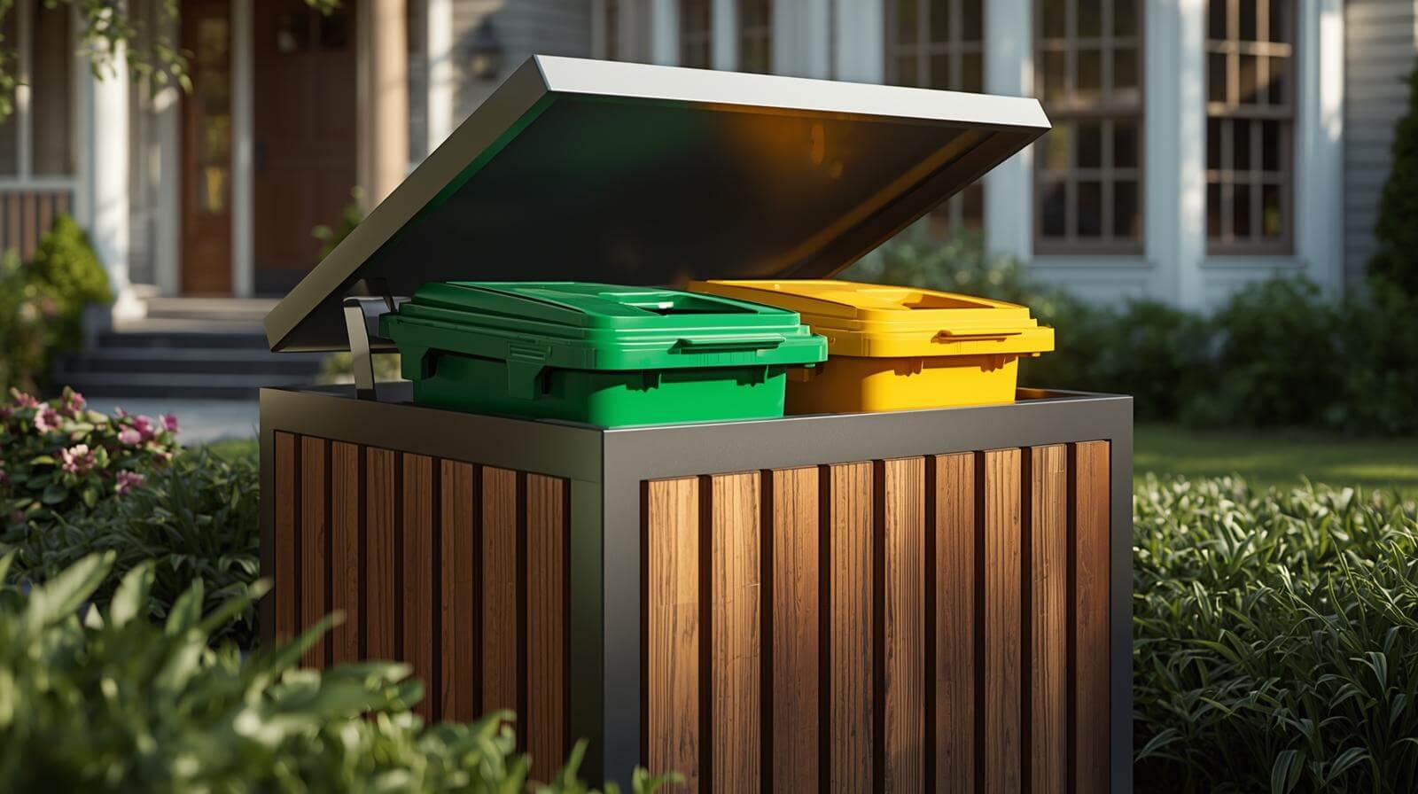 Cache poubelle extérieur bois