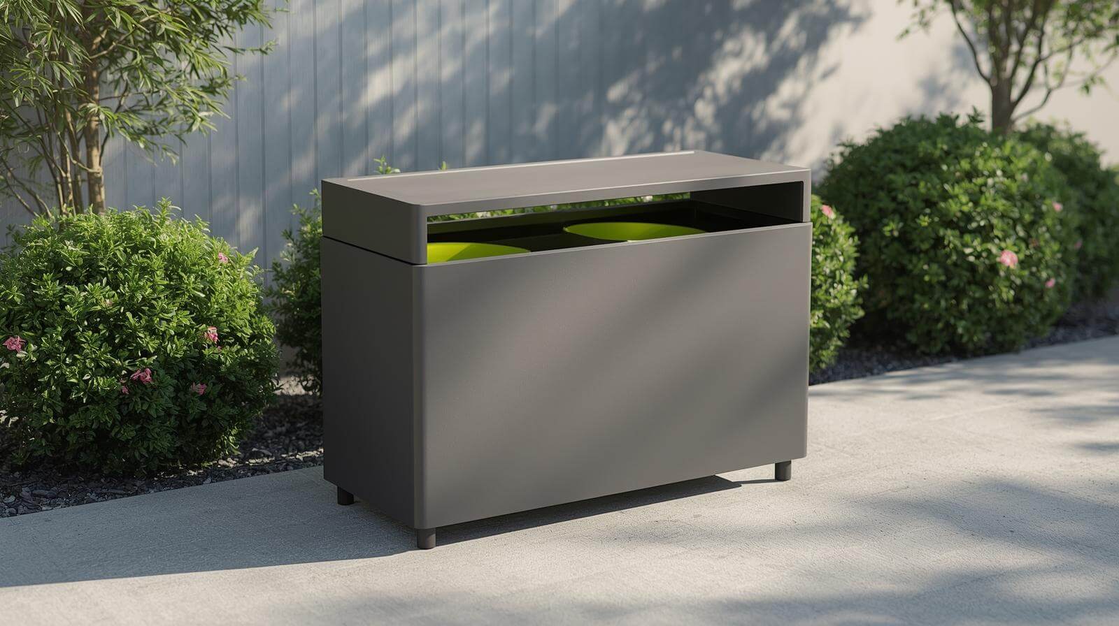 Un cache poubelle extérieur en plastique durable